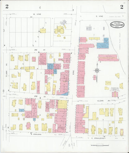 Sanborn Fire Insurance Map from Willoughby, Lake County, Ohio (1931), Sheet #0002 - Complete Map Set gallery image, historic Sanborn map, vintage wall art, Ohio Ohio