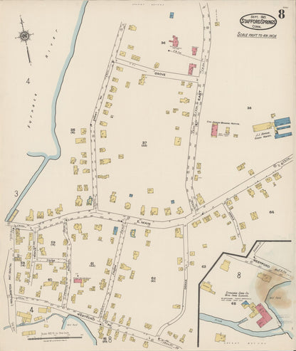 Sanborn Fire Insurance Map from Stafford Springs, Tolland County, Connecticut (1921), Sheet #0008 - Complete Map Set gallery image, historic Sanborn map, vintage wall art, Connecticut Connecticut