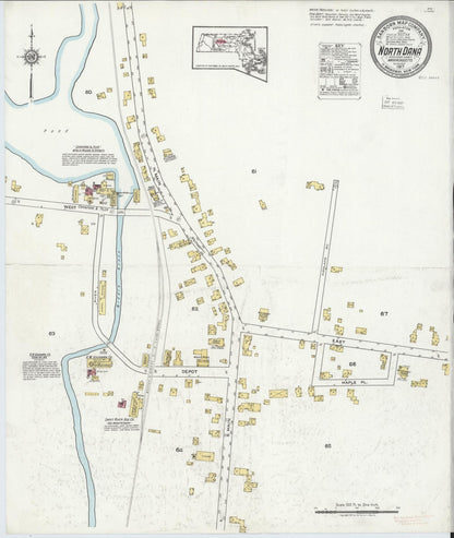Sanborn Fire Insurance Map from North Dana, Worcester County, Massachusetts (1917), Sheet #0001 - Historic Sanborn Fire Insurance Map Print, vintage old map wall art, antique decor, genealogy gift, Massachusetts Massachusetts map