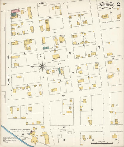 Sanborn Fire Insurance Map from Castle Rock, Cowlitz County, Washington (1893), Sheet #0002 - Complete Map Set gallery image, historic Sanborn map, vintage wall art, Washington Washington
