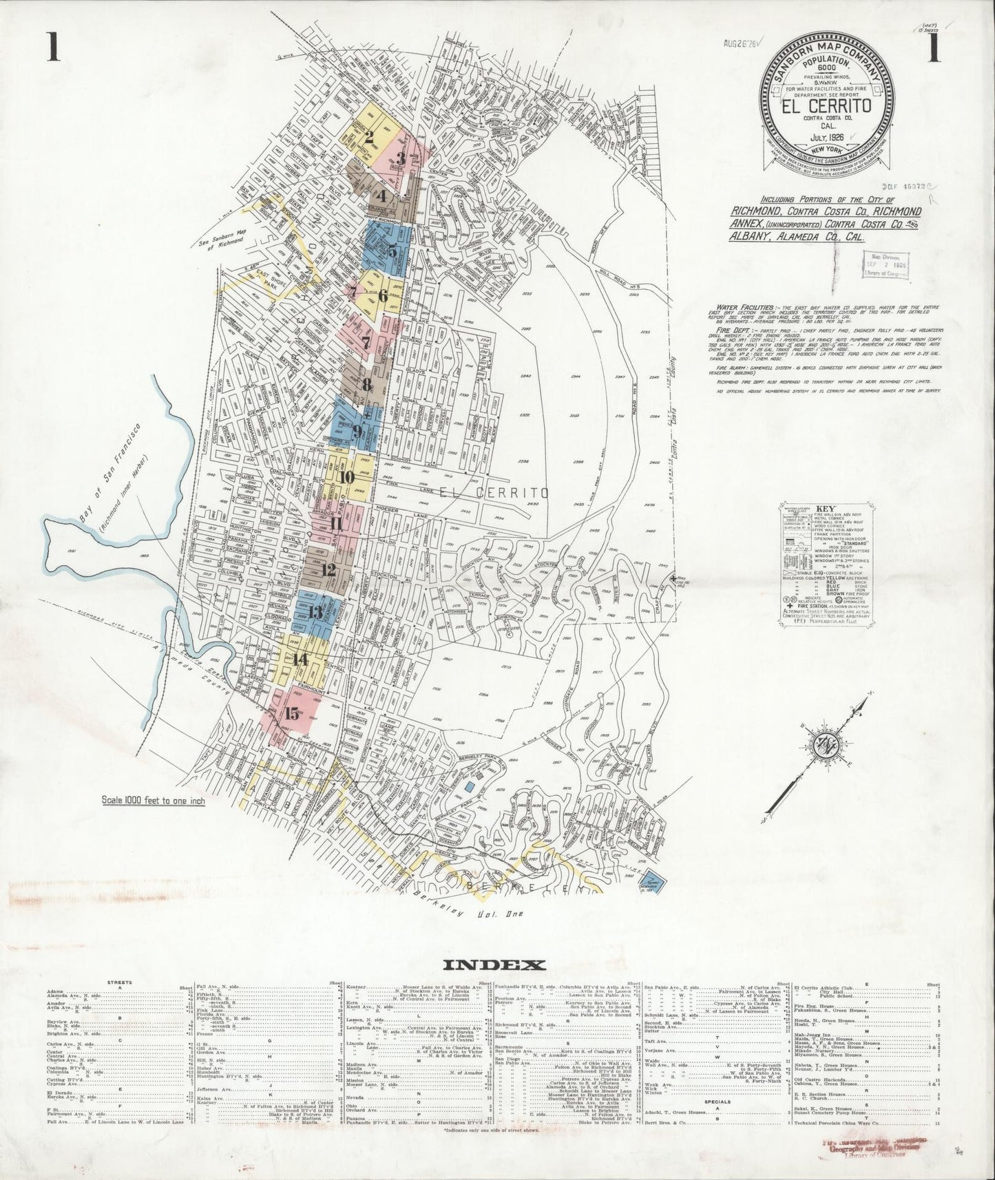 Sanborn Fire Insurance Map from El Cerrito, Contra Costa County, California (1926), Sheet #0001 - Complete Map Set gallery image, historic Sanborn map, vintage wall art, California California