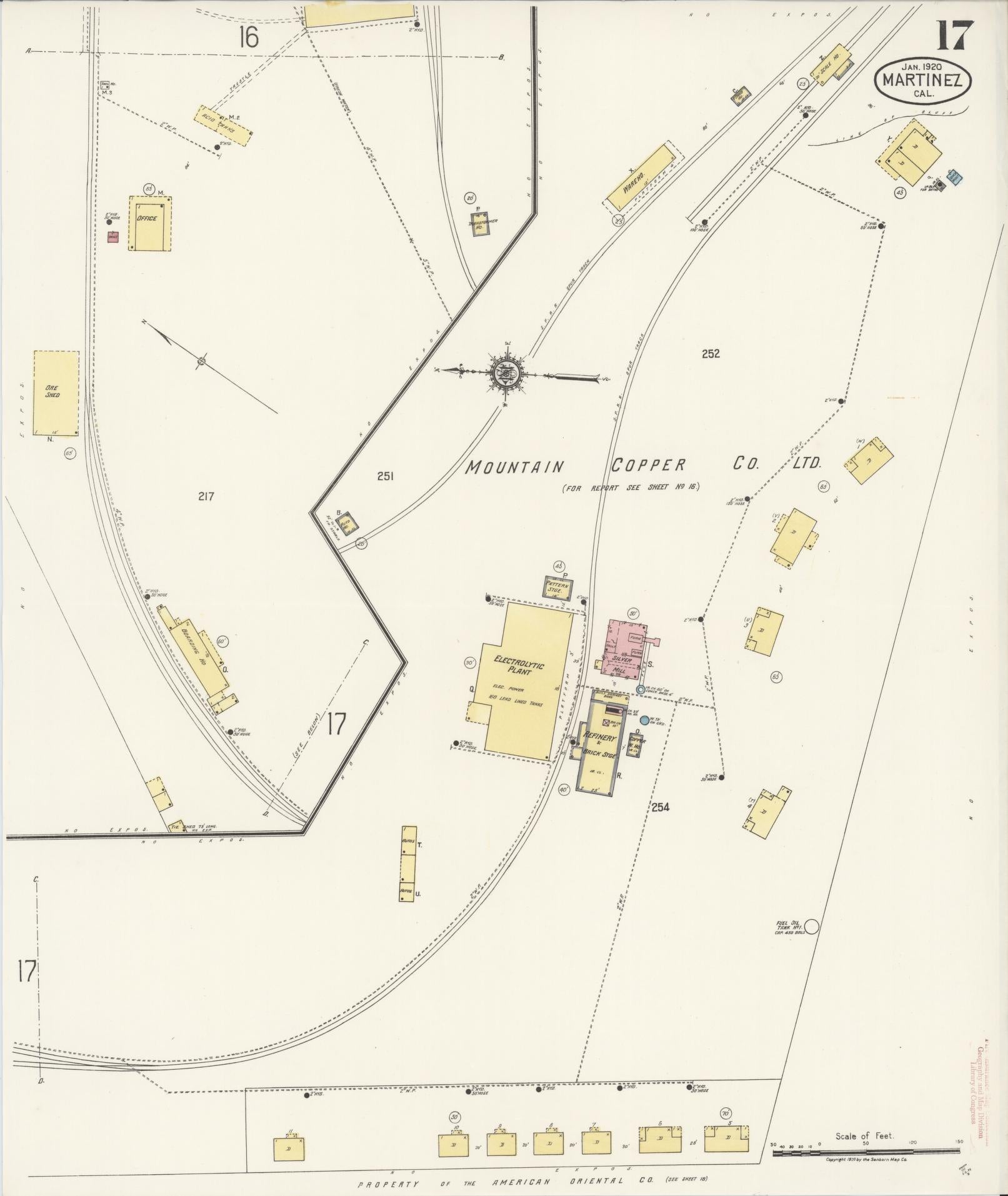Sanborn Fire Insurance Map from Martinez, Contra Costa County, California (1920), Sheet #0017 - Historic Sanborn Fire Insurance Map Print, vintage old map wall art, antique decor, genealogy gift, California California map