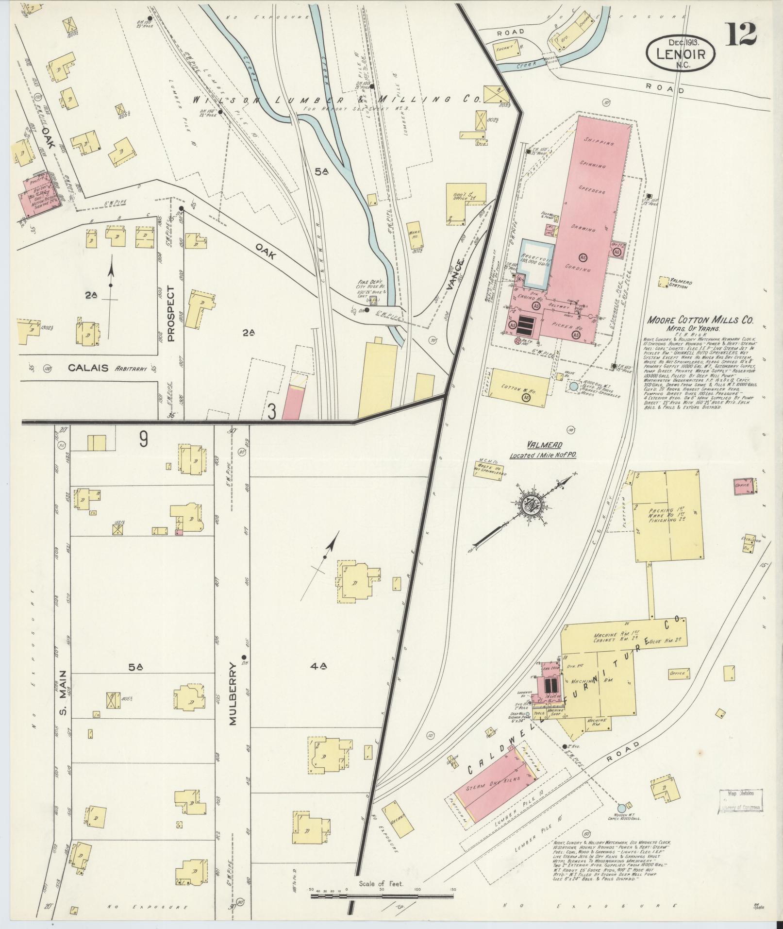 Sanborn Fire Insurance Map from Lenoir, Caldwell County, North Carolina (1913), Sheet #0012 - Historic Sanborn Fire Insurance Map Print, vintage old map wall art, antique decor, genealogy gift, North Carolina North Carolina map
