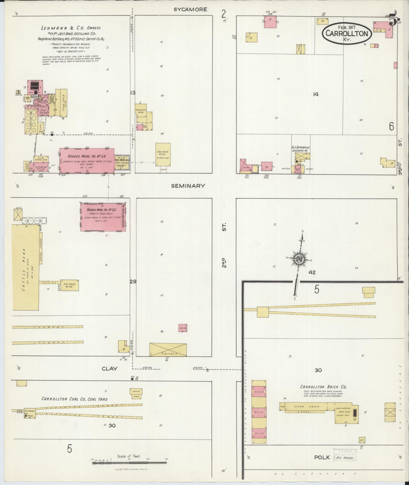 Sanborn Fire Insurance Map from Carrollton, Carroll County, Kentucky (1917), Sheet #0005 - Complete Map Set gallery image, historic Sanborn map, vintage wall art, Kentucky Kentucky