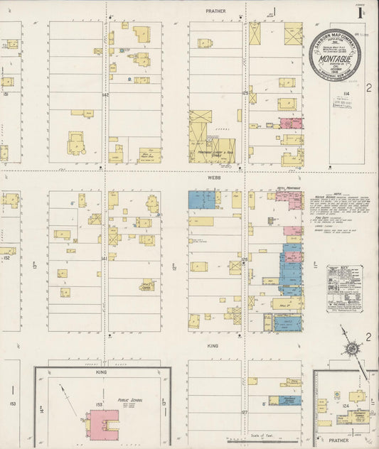Sanborn Fire Insurance Map from Montague, Siskiyou County, California (1918), Sheet #0001 - Complete Map Set gallery image, historic Sanborn map, vintage wall art, California California