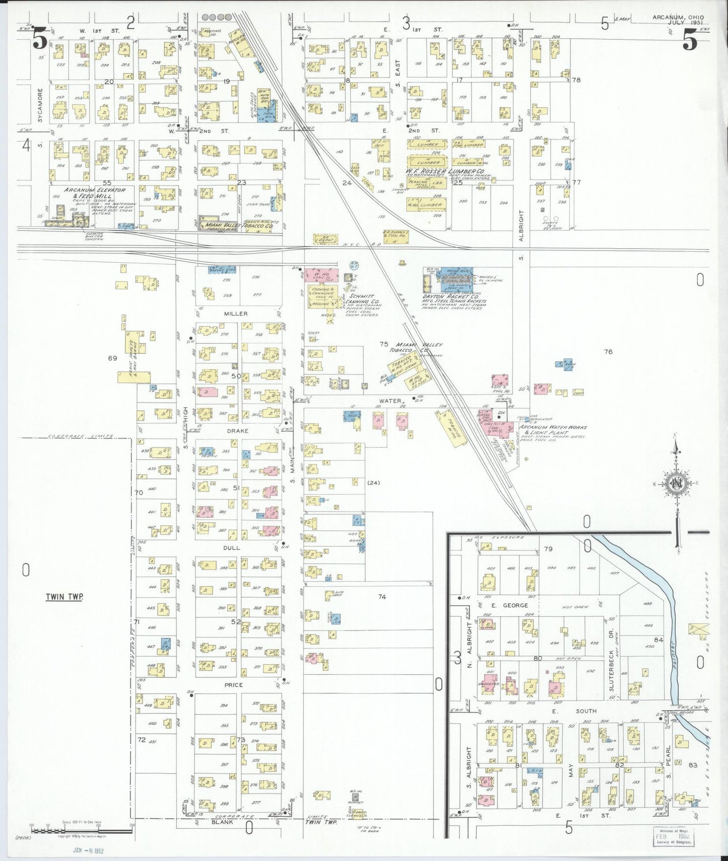 Sanborn Fire Insurance Map from Arcanum, Darke County, Ohio (1951), Sheet #0005 - Complete Map Set gallery image, historic Sanborn map, vintage wall art, Ohio Ohio