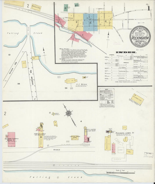 Sanborn Fire Insurance Map from Rockingham, Richmond County, North Carolina (1911), Sheet #0001 - Complete Map Set gallery image, historic Sanborn map, vintage wall art, North Carolina North Carolina