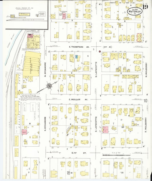 Sanborn Fire Insurance Map from Waterloo, Black Hawk County, Iowa (1910), Sheet #0019 - Historic Sanborn Fire Insurance Map Print, vintage old map wall art