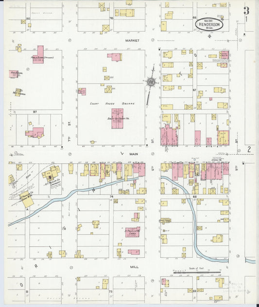 Sanborn Fire Insurance Map from Henderson, Sibley County, Minnesota (1910), Sheet #0003 - Historic Sanborn Fire Insurance Map Print, vintage old map wall art, antique decor, genealogy gift, Minnesota Minnesota map