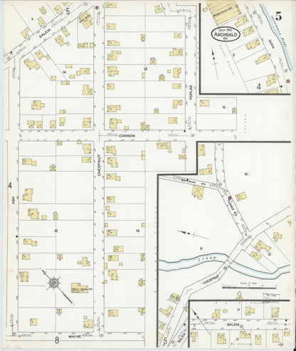 Sanborn Fire Insurance Map from Archbald, Lackawanna County, Pennsylvania (1912), Sheet #0005 - Complete Map Set gallery image, historic Sanborn map, vintage wall art, Pennsylvania Pennsylvania