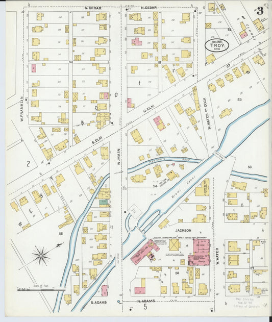 Sanborn Fire Insurance Map from Troy, Miami County, Ohio (1905), Sheet #0003 - Historic Sanborn Fire Insurance Map Print, vintage old map wall art, antique decor, genealogy gift, Ohio Ohio map