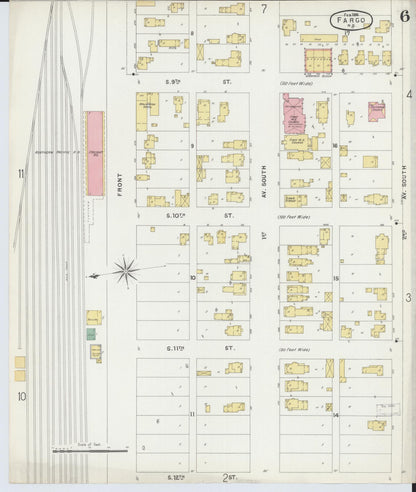 Sanborn Fire Insurance Map from Fargo, Cass County, North Dakota (1896), Sheet #0006 - Complete Map Set gallery image, historic Sanborn map, vintage wall art, North Dakota North Dakota