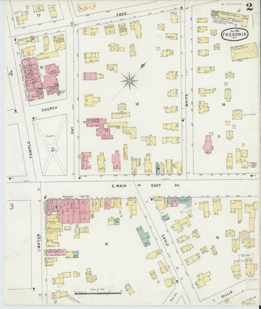 Sanborn Fire Insurance Map from Fredonia, Chautauqua County, New York (1896), Sheet #0002 - Historic Sanborn Fire Insurance Map Print, vintage old map wall art, antique decor, genealogy gift, New York New York map