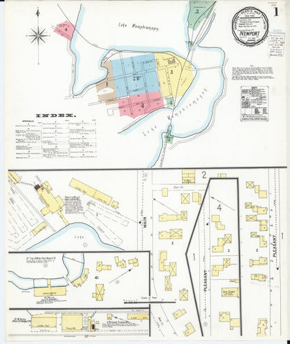 Sanborn Fire Insurance Map from Newport, Orleans County, Vermont (1900), Sheet #0001 - Complete Map Set gallery image, historic Sanborn map, vintage wall art, Vermont Vermont
