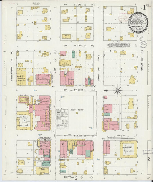 Sanborn Fire Insurance Map from Unionville, Putnam County, Missouri (1898), Sheet #0001 - Historic Sanborn Fire Insurance Map Print, vintage old map wall art, antique decor, genealogy gift, Missouri Missouri map