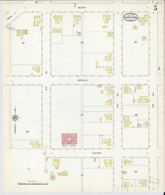 Sanborn Fire Insurance Map from Hartford, Geneva County, Alabama (1913), Sheet #0005 - Historic Sanborn Fire Insurance Map Print, vintage old map wall art, antique decor, genealogy gift, Alabama Alabama map
