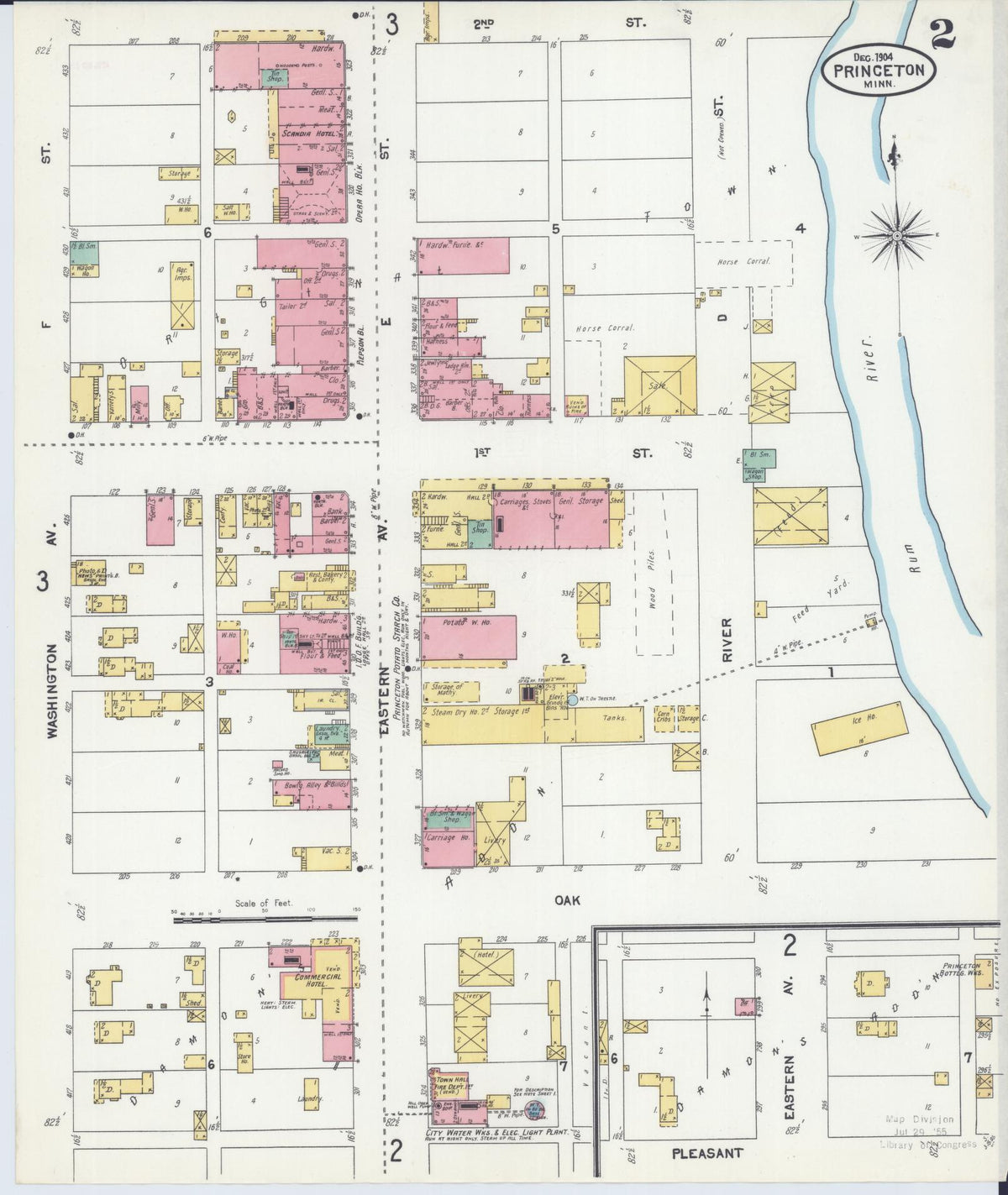 Sanborn Fire Insurance Map from Princeton, Mille Lacs County, Minnesota (1904), Sheet #0002 - Historic Sanborn Fire Insurance Map Print, vintage old map wall art, antique decor, genealogy gift, Minnesota Minnesota map