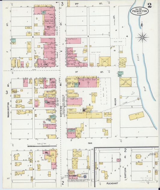 Sanborn Fire Insurance Map from Princeton, Mille Lacs County, Minnesota (1904), Sheet #0002 - Historic Sanborn Fire Insurance Map Print, vintage old map wall art, antique decor, genealogy gift, Minnesota Minnesota map
