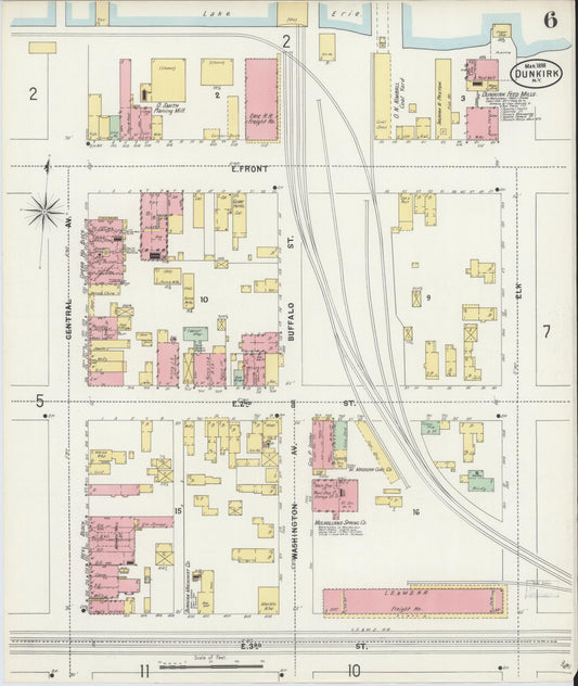 Sanborn Fire Insurance Map from Dunkirk, Chautauqua County, New York (1898), Sheet #0006 - Historic Sanborn Fire Insurance Map Print, vintage old map wall art, antique decor, genealogy gift, New York New York map