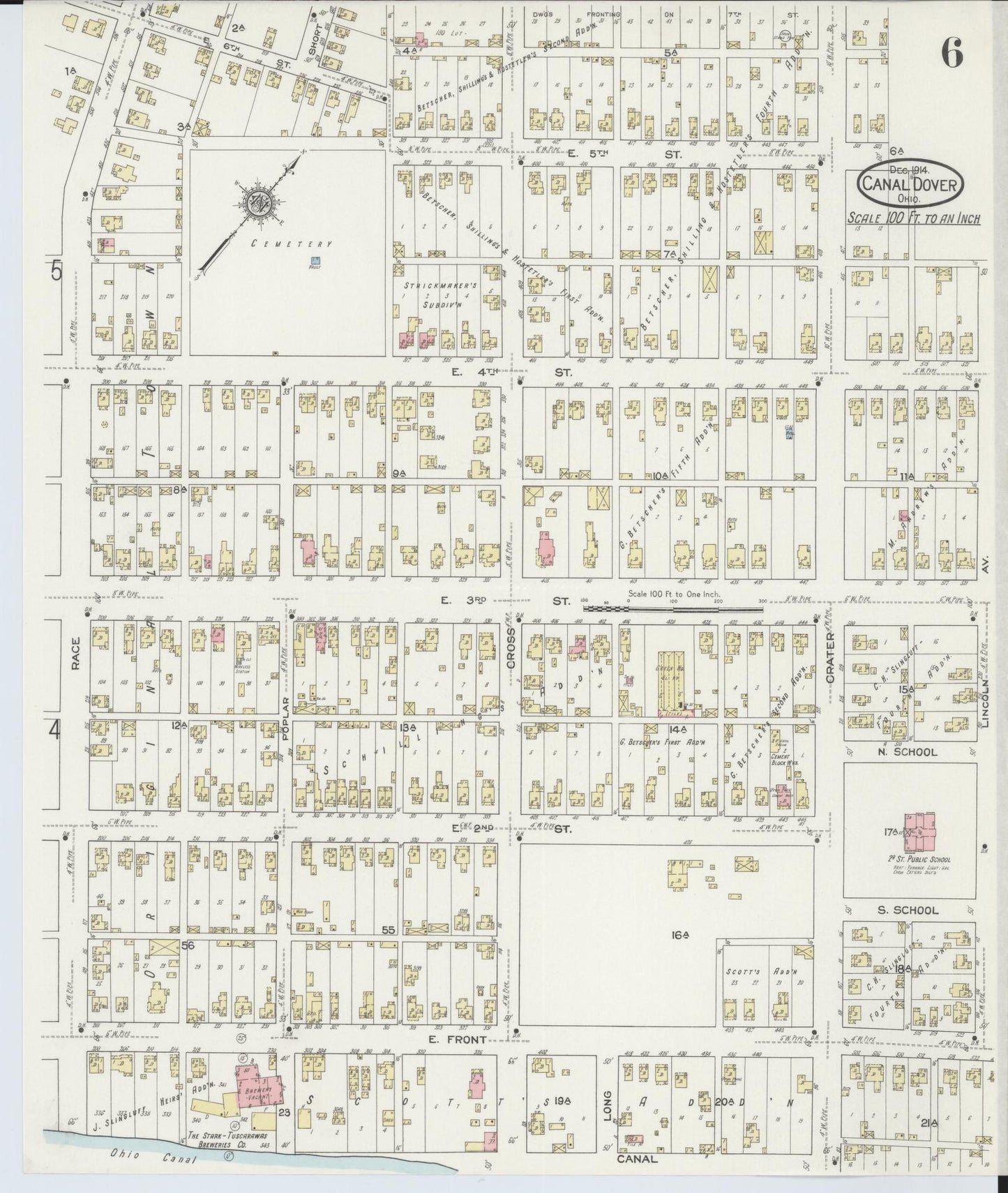 Sanborn Fire Insurance Map from Canal Dover, Tuscarawas County, Ohio (1914), Sheet #0006 - Historic Sanborn Fire Insurance Map Print, vintage old map wall art, antique decor, genealogy gift, Ohio Ohio map