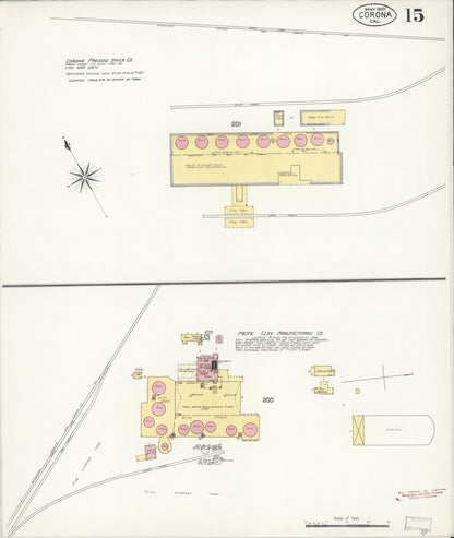 Sanborn Fire Insurance Map from Corona, Riverside County, California (1907), Sheet #0015 - Complete Map Set gallery image, historic Sanborn map, vintage wall art, California California