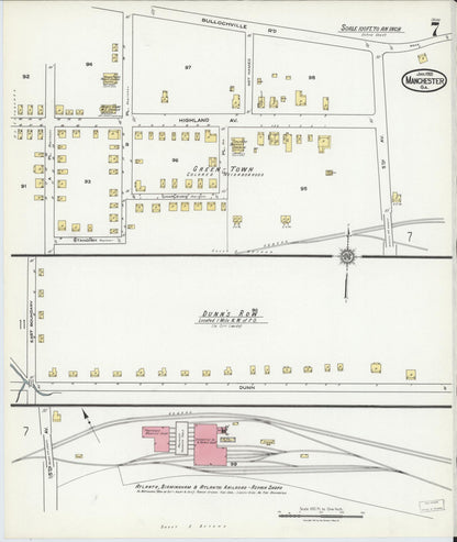 Sanborn Fire Insurance Map from Manchester, Meriweather County, Georgia (1921), Sheet #0007 - Complete Map Set gallery image, historic Sanborn map, vintage wall art, Georgia Georgia
