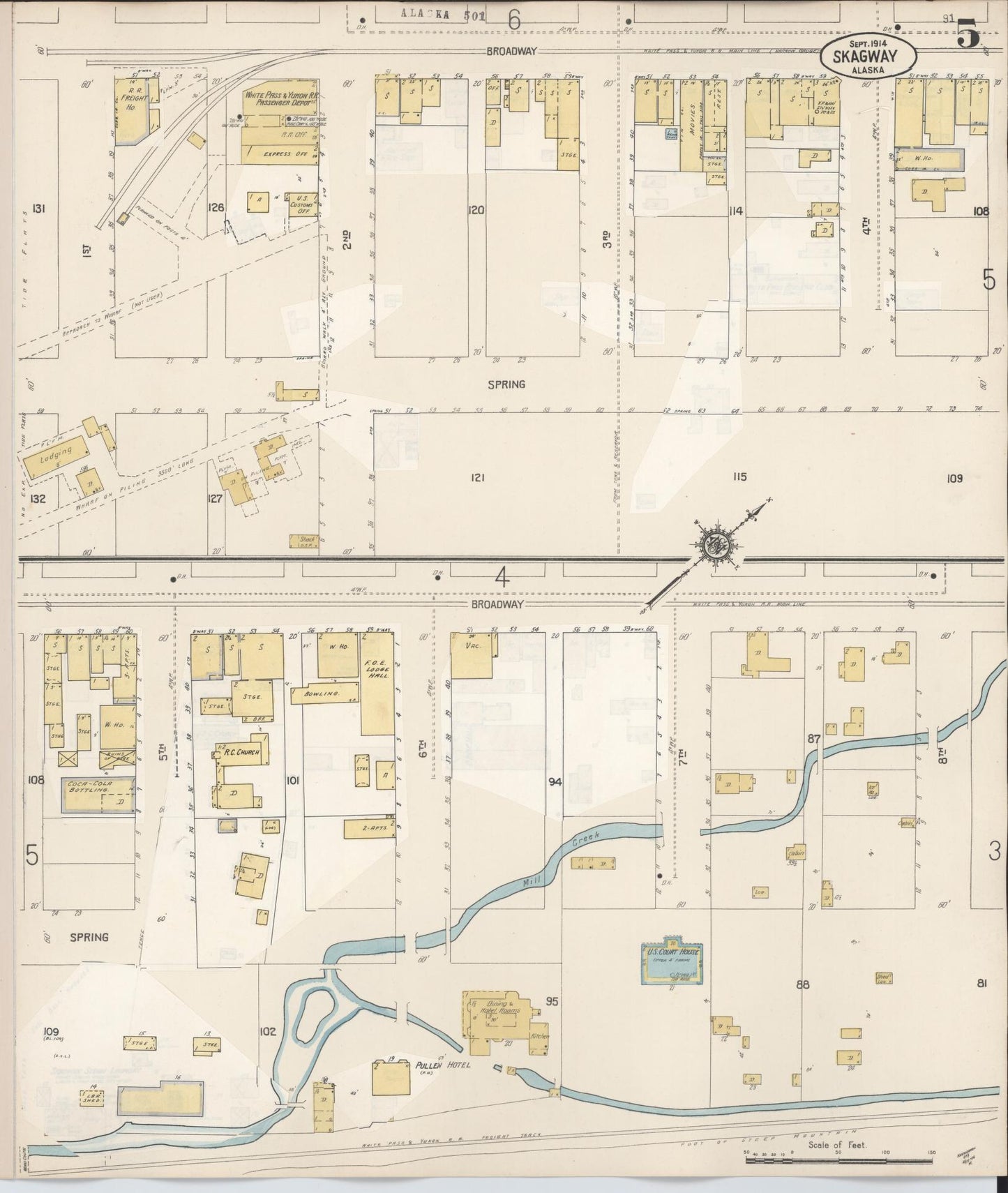 Sanborn Fire Insurance Map from Skagway, Shagway-yakutat Census Division, Alaska (1948), Sheet #0005 - Historic Sanborn Fire Insurance Map Print, vintage old map wall art, antique decor, genealogy gift, Alaska Alaska map