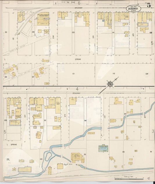 Sanborn Fire Insurance Map from Skagway, Shagway-yakutat Census Division, Alaska (1948), Sheet #0005 - Historic Sanborn Fire Insurance Map Print, vintage old map wall art, antique decor, genealogy gift, Alaska Alaska map