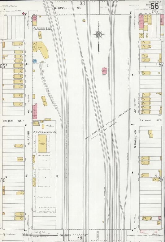 Sanborn Fire Insurance Map from Chicago, Cook County, Illinois (1920), Sheet #0056 - Historic Sanborn Fire Insurance Map Print, vintage old map wall art, antique decor, genealogy gift, Illinois Illinois map