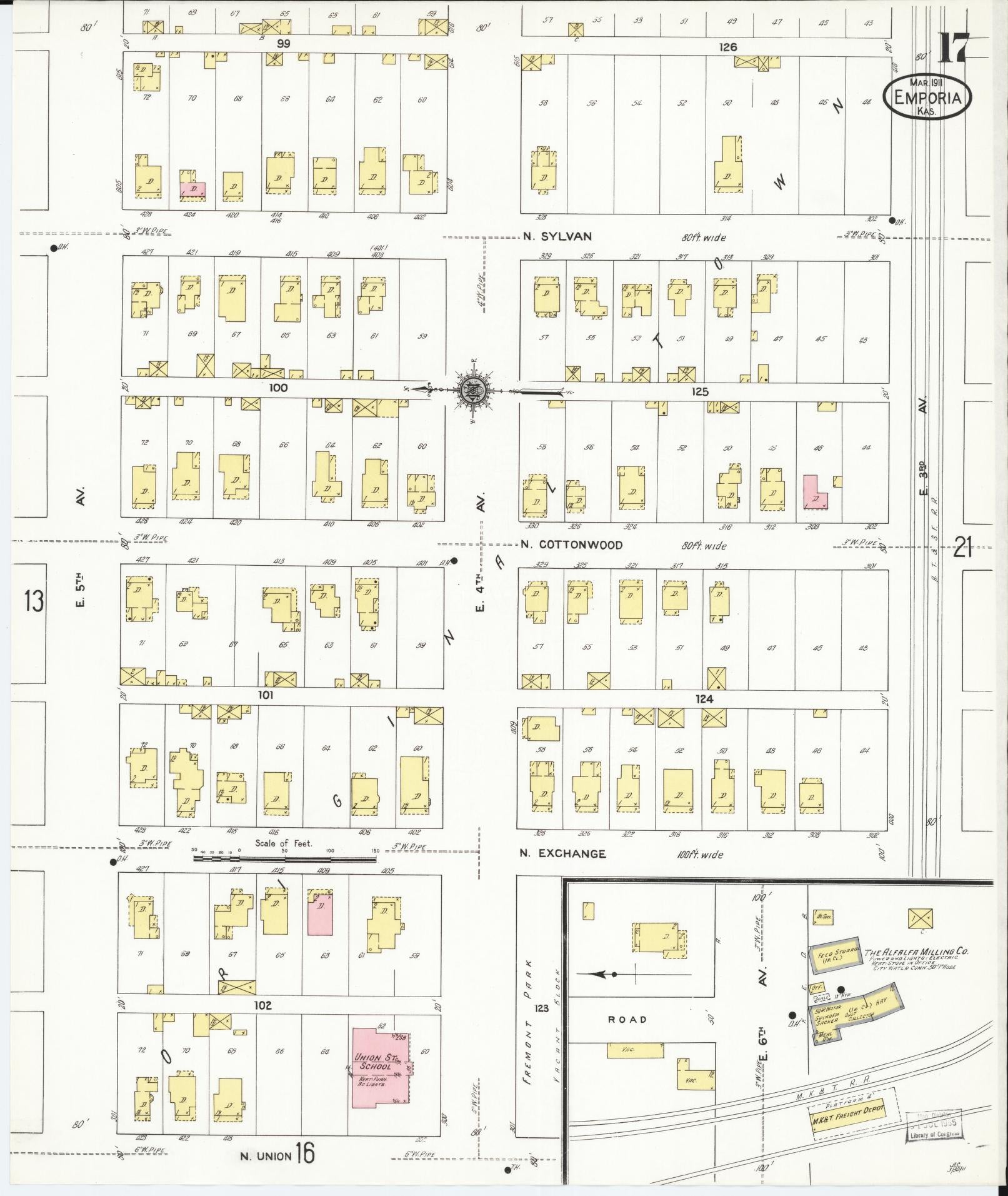 Sanborn Fire Insurance Map from Emporia, Lyon County, Kansas (1911), Sheet #0017 - Historic Sanborn Fire Insurance Map Print, vintage old map wall art, antique decor, genealogy gift, Kansas Kansas map