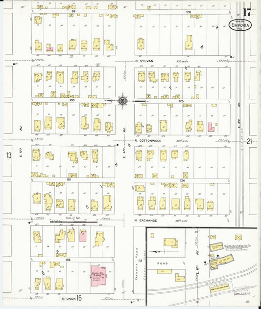 Sanborn Fire Insurance Map from Emporia, Lyon County, Kansas (1911), Sheet #0017 - Historic Sanborn Fire Insurance Map Print, vintage old map wall art, antique decor, genealogy gift, Kansas Kansas map