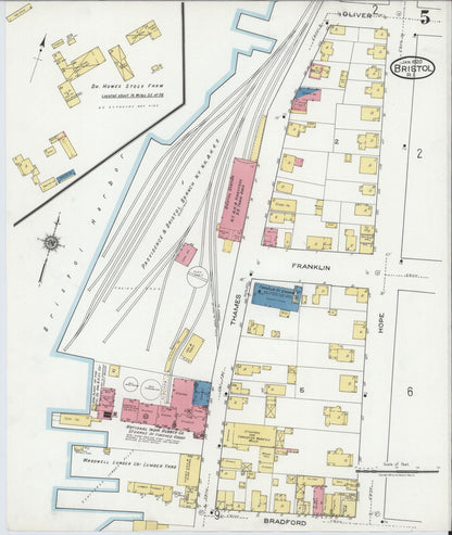 Sanborn Fire Insurance Map from Bristol, Bristol County, Rhode Island (1920), Sheet #0005 - Complete Map Set gallery image, historic Sanborn map, vintage wall art, Rhode Island Rhode Island