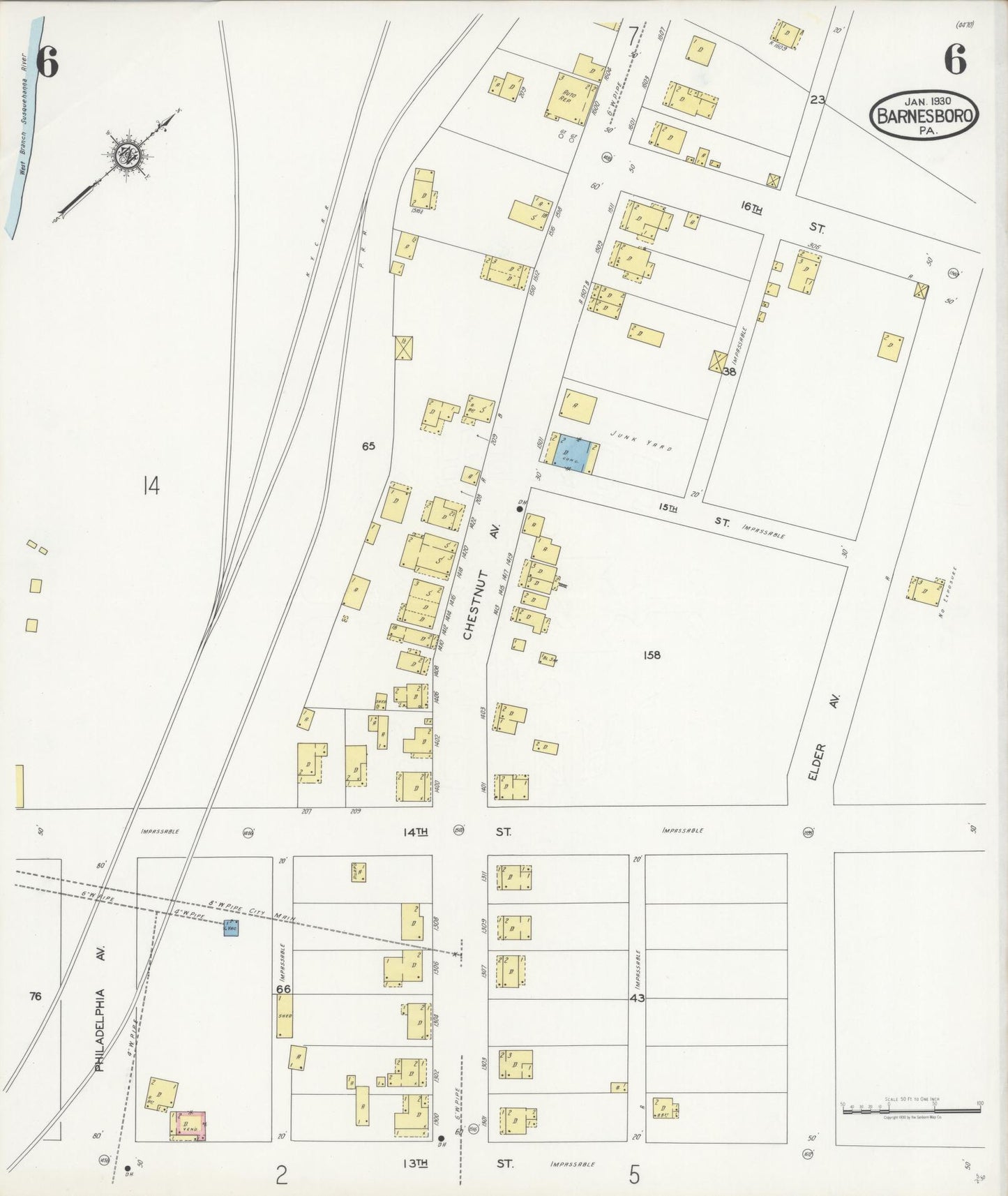 Sanborn Fire Insurance Map from Barnesboro, Cambria County, Pennsylvania (1930), Sheet #0006 - Complete Map Set gallery image, historic Sanborn map, vintage wall art, Pennsylvania Pennsylvania