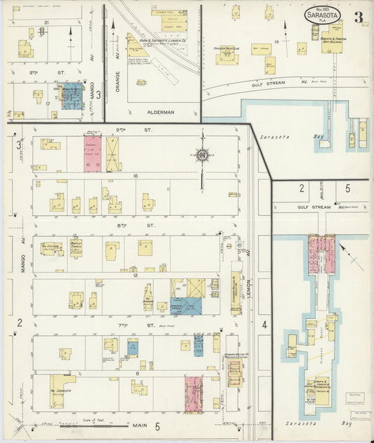 Sanborn Fire Insurance Map from Sarasota, Sarasota County, Florida (1913), Sheet #0003 - Historic Sanborn Fire Insurance Map Print, vintage old map wall art, antique decor, genealogy gift, Florida Florida map
