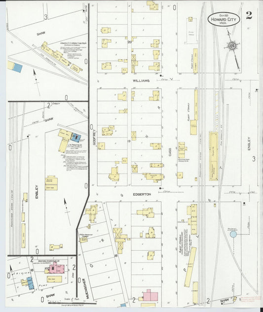Sanborn Fire Insurance Map from Howard City, Montcalm County, Michigan (1921), Sheet #0002 - Historic Sanborn Fire Insurance Map Print, vintage old map wall art, antique decor, genealogy gift, Michigan Michigan map