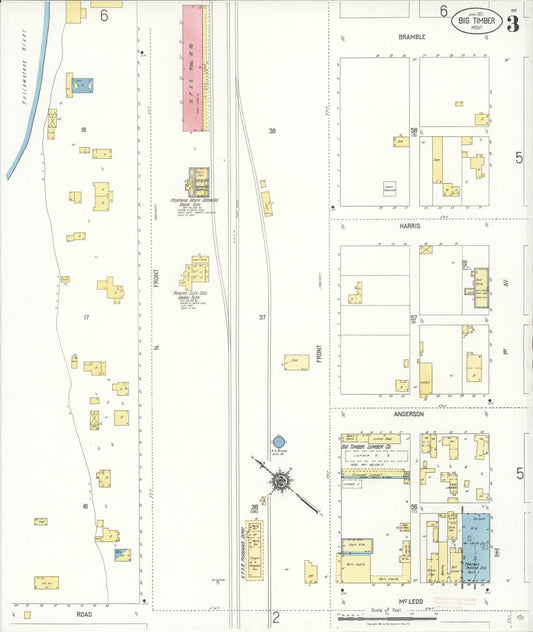 Sanborn Fire Insurance Map from Big Timber, Sweet Grass County, Montana (1921), Sheet #0003 - Historic Sanborn Fire Insurance Map Print, vintage old map wall art, antique decor, genealogy gift, Montana Montana map