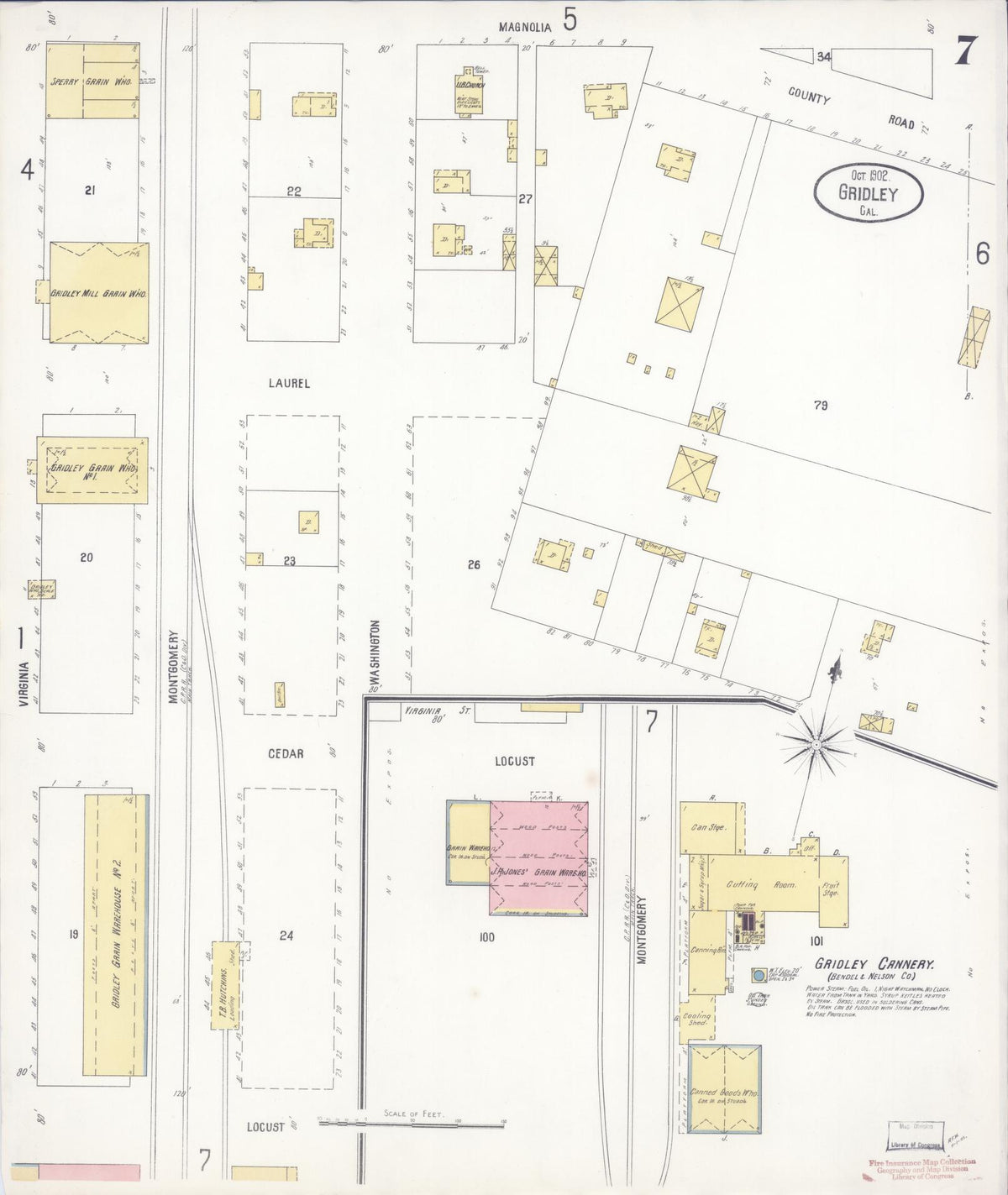 Sanborn Fire Insurance Map from Gridley, Butte County, California (1902), Sheet #0007 - Complete Map Set gallery image, historic Sanborn map, vintage wall art, California California