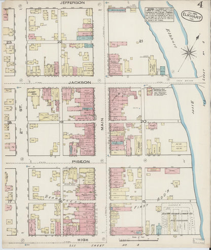 Sanborn Fire Insurance Map from Elkhart, Elkhart County, Indiana (1885), Sheet #0004 - Complete Map Set gallery image, historic Sanborn map, vintage wall art, Indiana Indiana