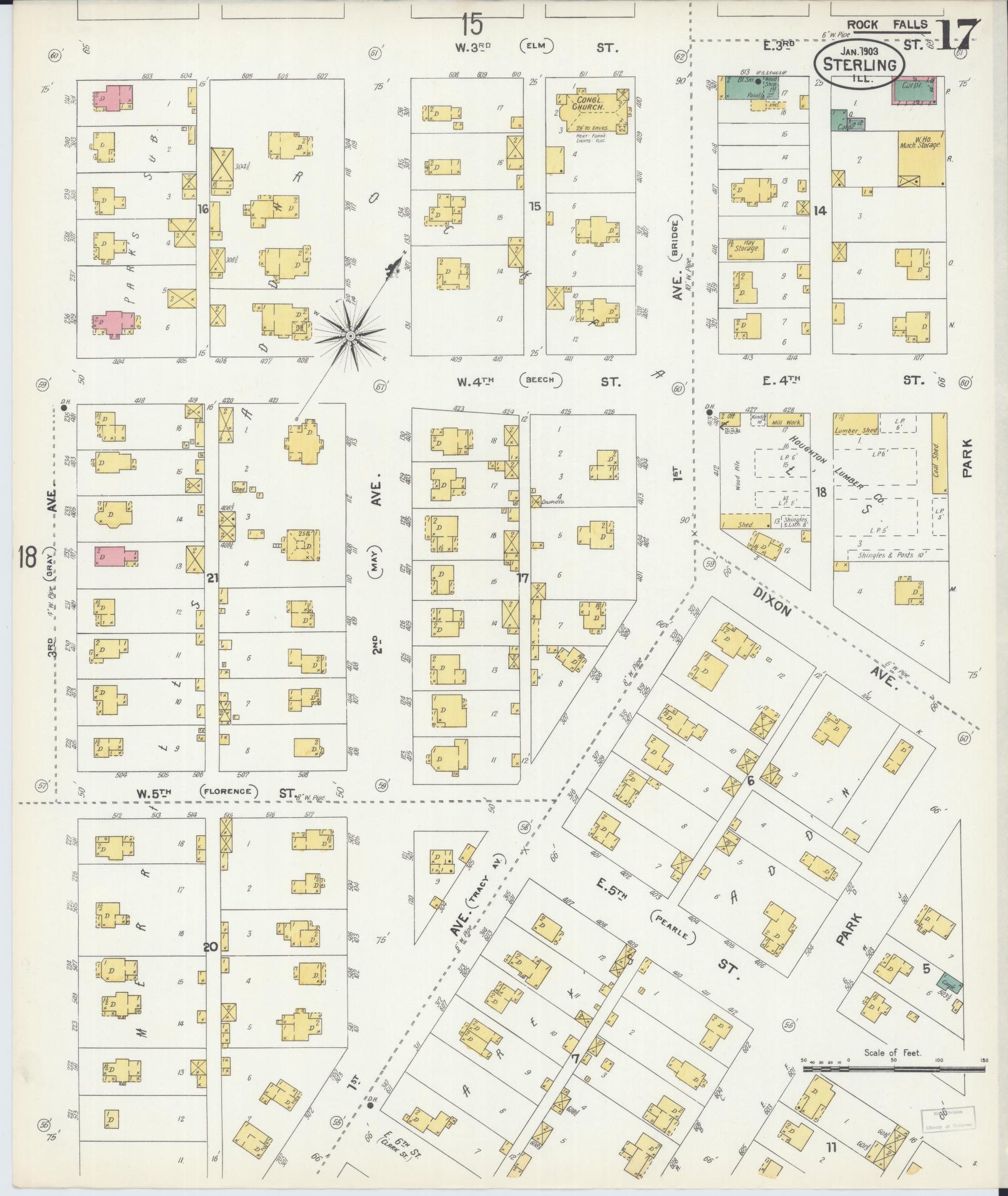 Sanborn Fire Insurance Map from Sterling, Whiteside County, Illinois (1903), Sheet #0017 - Complete Map Set gallery image, historic Sanborn map, vintage wall art, Illinois Illinois