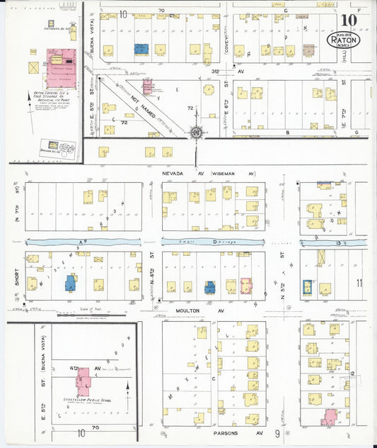 Sanborn Fire Insurance Map from Raton, Colfax County, New Mexico (1919), Sheet #0010 - Historic Sanborn Fire Insurance Map Print, vintage old map wall art, antique decor, genealogy gift, New Mexico New Mexico map