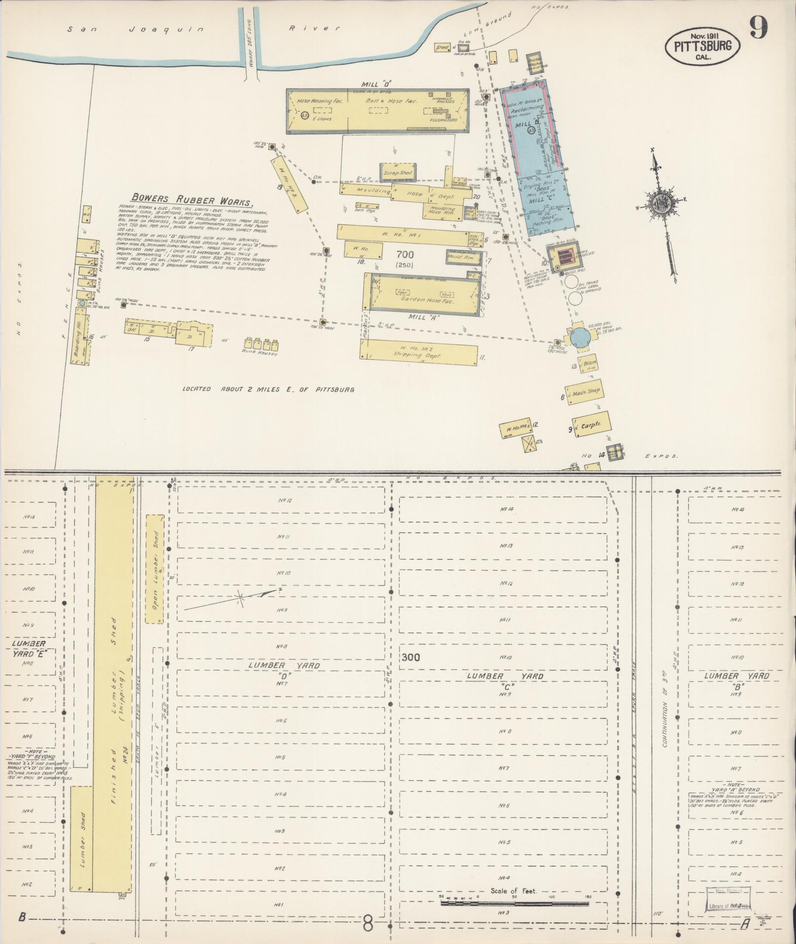 Sanborn Fire Insurance Map from Pittsburg, Contra Costa County, California (1911), Sheet #0009 - Complete Map Set gallery image, historic Sanborn map, vintage wall art, California California