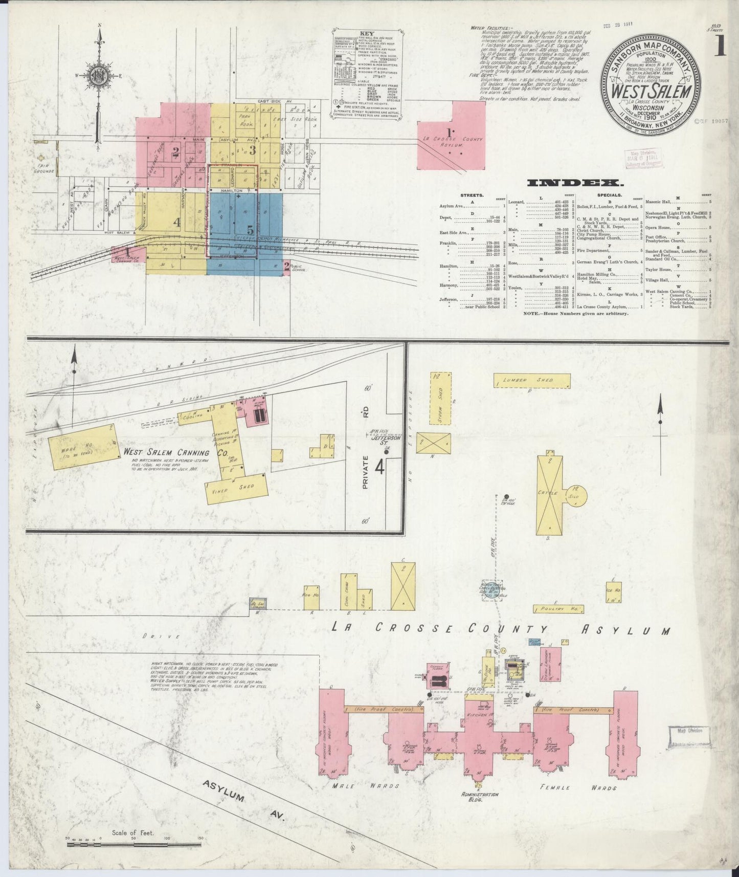 Sanborn Fire Insurance Map from West Salem, La Crosse County, Wisconsin (1910), Sheet #0001 - Historic Sanborn Fire Insurance Map Print, vintage old map wall art, antique decor, genealogy gift, Wisconsin Wisconsin map