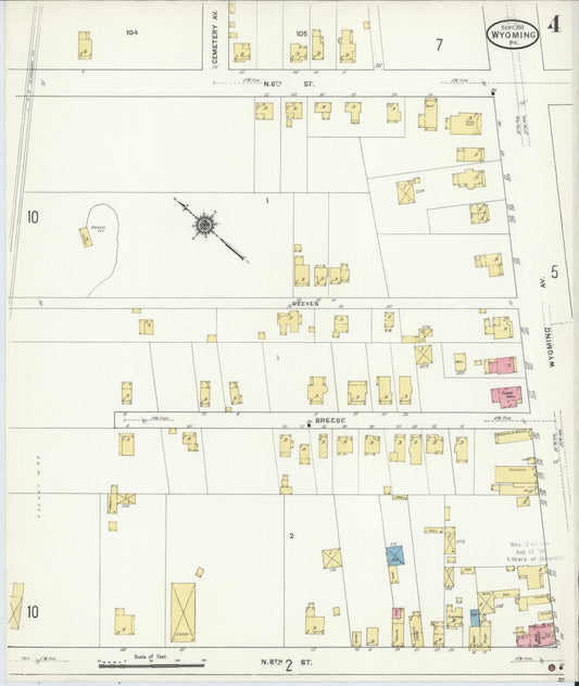 Sanborn Fire Insurance Map from Wyoming, Luzerne County, Pennsylvania (1911), Sheet #0004 - Historic Sanborn Fire Insurance Map Print, vintage old map wall art, antique decor, genealogy gift, Wyoming Wyoming map