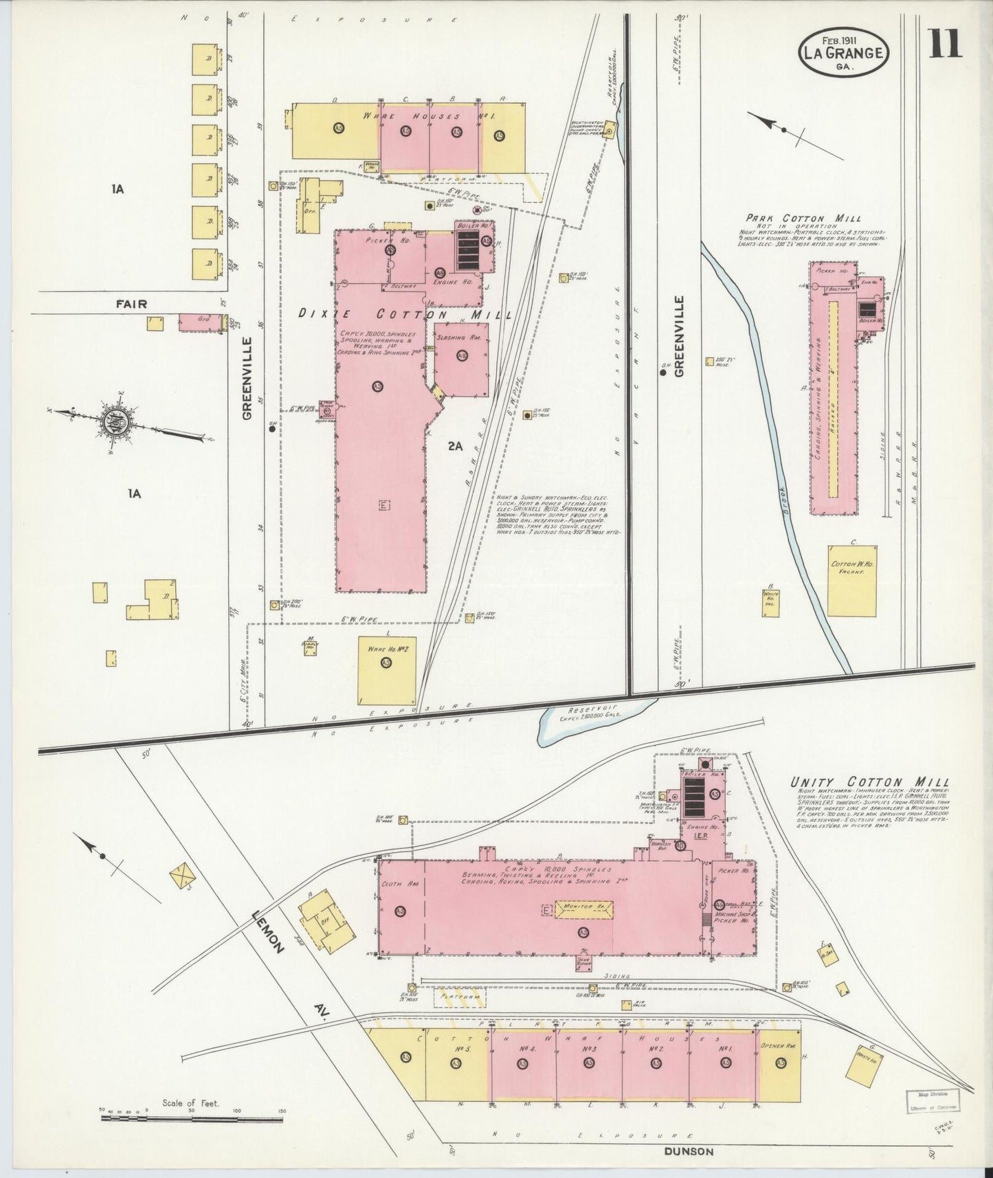 Sanborn Fire Insurance Map from La Grange, Troup County, Georgia (1911), Sheet #0011 - Historic Sanborn Fire Insurance Map Print, vintage old map wall art, antique decor, genealogy gift, Georgia Georgia map
