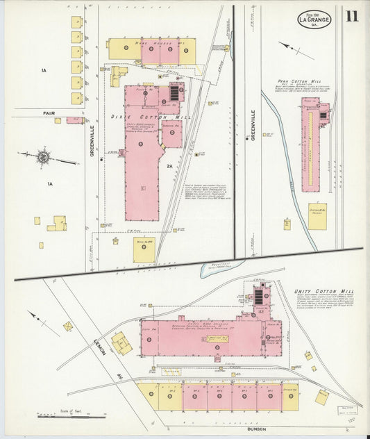 Sanborn Fire Insurance Map from La Grange, Troup County, Georgia (1911), Sheet #0011 - Historic Sanborn Fire Insurance Map Print, vintage old map wall art, antique decor, genealogy gift, Georgia Georgia map