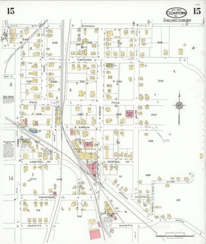 Sanborn Fire Insurance Map from Cedartown, Polk County, Georgia (1923), Sheet #0015 - Complete Map Set gallery image, historic Sanborn map, vintage wall art, Georgia Georgia