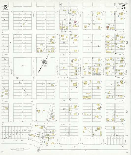Sanborn Fire Insurance Map from Odessa, Edger County, Texas (1934), Sheet #0005 - Historic Sanborn Fire Insurance Map Print, vintage old map wall art, antique decor, genealogy gift, Texas Texas map