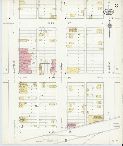 Sanborn Fire Insurance Map from Hobart, Kiowa County, Oklahoma (1916), Sheet #0008 - Complete Map Set gallery image, historic Sanborn map, vintage wall art, Oklahoma Oklahoma