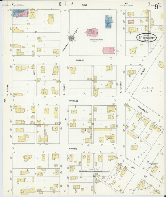Sanborn Fire Insurance Map from Sturgeon Bay, Door County, Wisconsin (1911), Sheet #0009 - Historic Sanborn Fire Insurance Map Print, vintage old map wall art, antique decor, genealogy gift, Wisconsin Wisconsin map