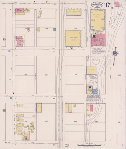 Sanborn Fire Insurance Map from Marysville, Yuba County, California (1921), Sheet #0017 - Historic Sanborn Fire Insurance Map Print, vintage old map wall art, antique decor, genealogy gift, California California map